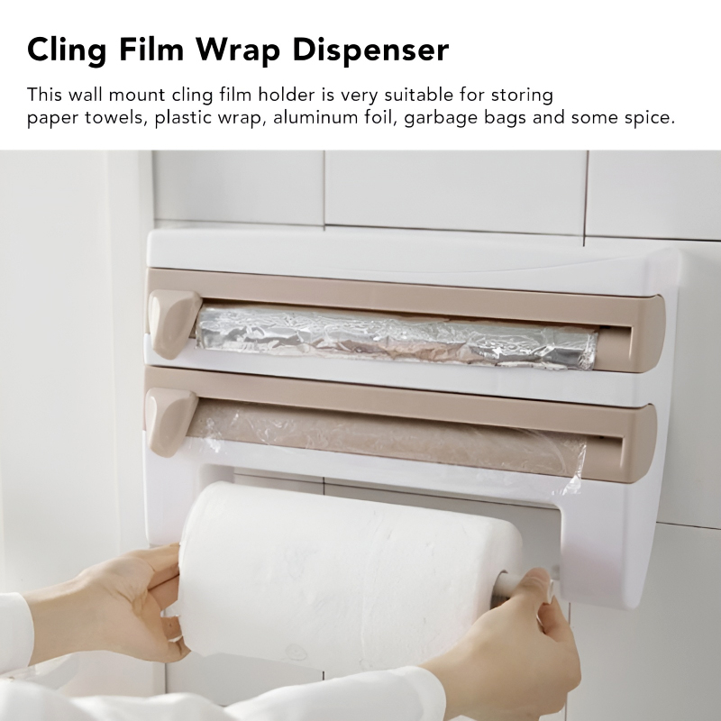 4-in-1 Multi-Purpose Wall-Mounted Kitchen Organizer Shelf with Foil Dispenser - Image 14