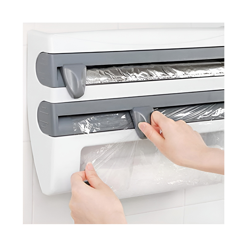 4-in-1 Multi-Purpose Wall-Mounted Kitchen Organizer Shelf with Foil Dispenser - Image 19