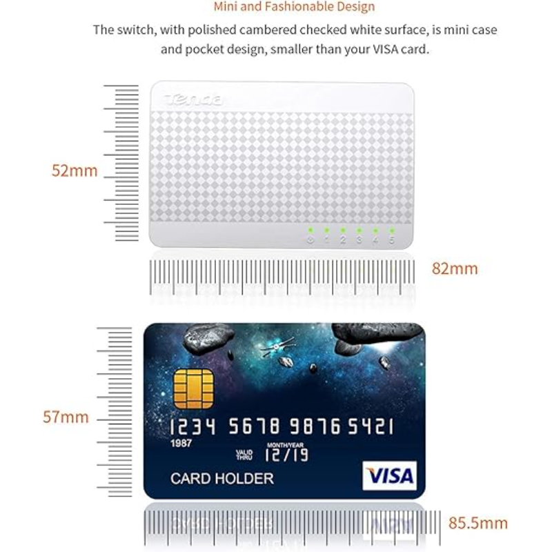 Tenda S105 5-Port 10/100Mbps Sleek And Compact Unmanaged Desktop Fast Ethernet Switch Splitter With Low Power Consumption - Image 3