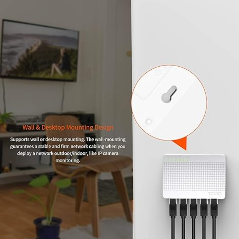 Tenda S105 5-Port 10/100Mbps Sleek And Compact Unmanaged Desktop Fast Ethernet Switch Splitter With Low Power Consumption - Image 4
