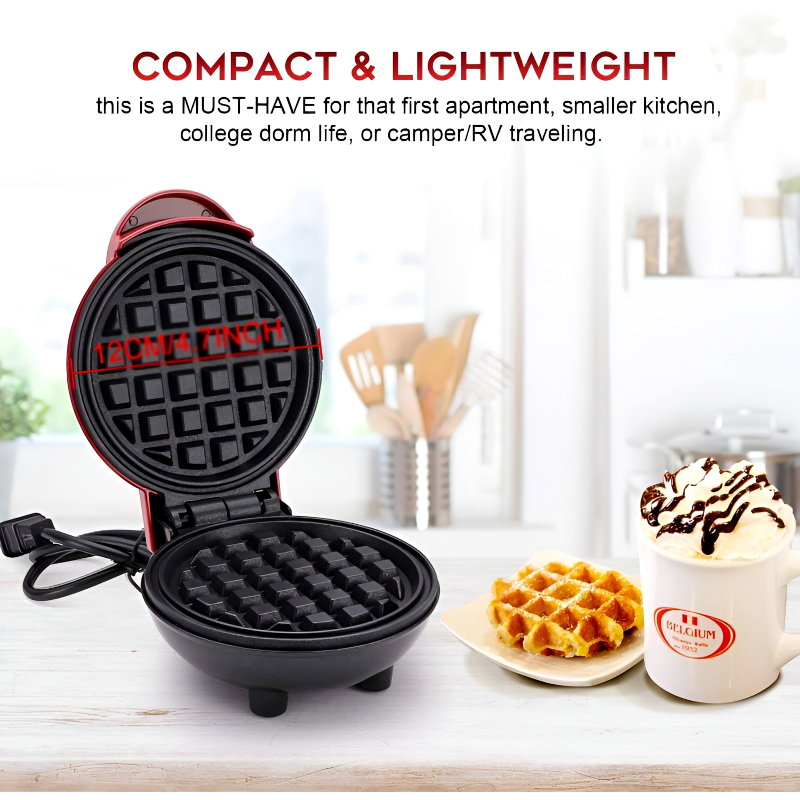 Compact 4-Inch Non-Stick 350-Watt Electric Mini Waffle Maker Machine - Image 15
