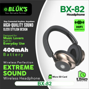 BLUK’S BX-82 Wireless Headphones–Extreme Sound Quality, Stylish Design & Endless Entertainment