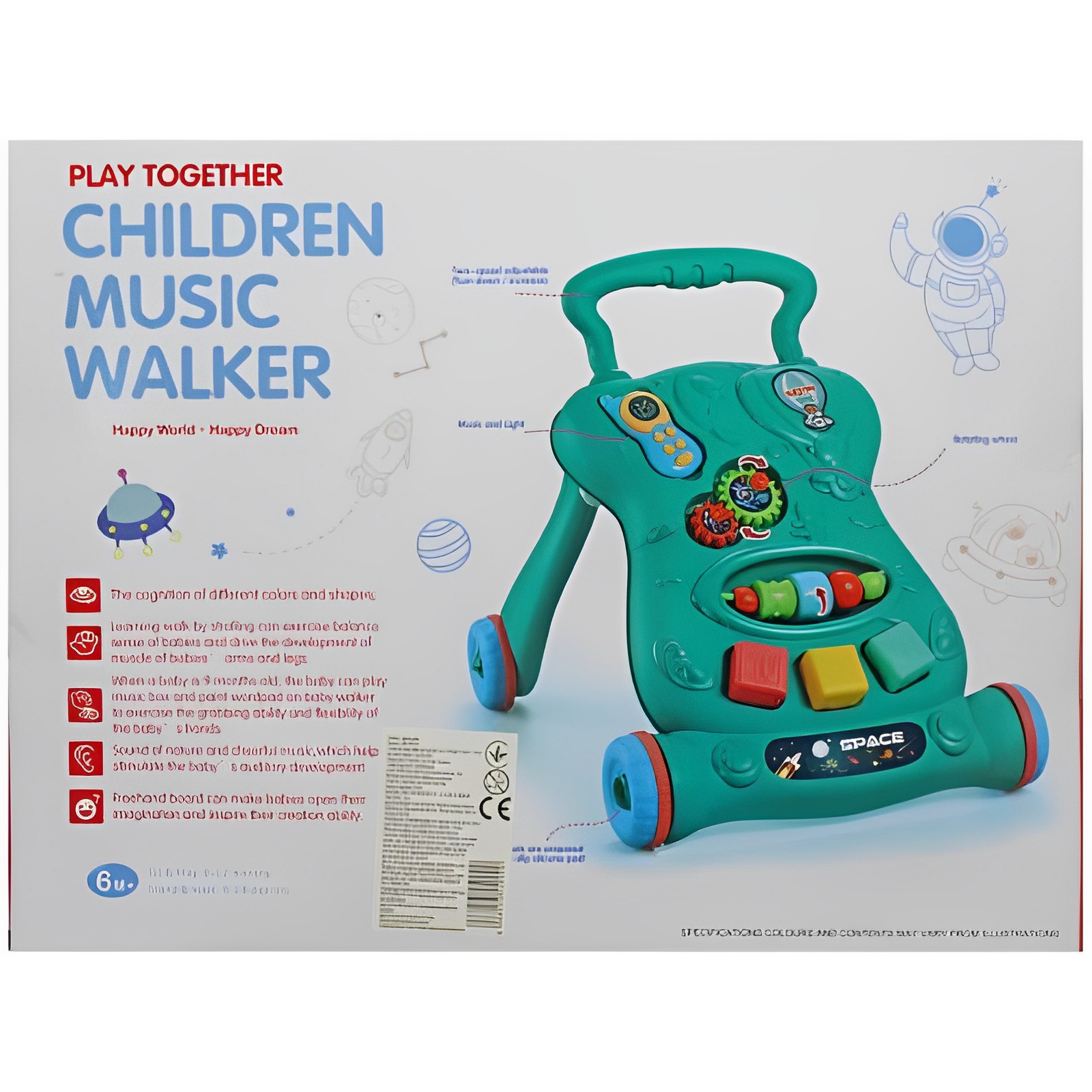 Play Together Children 2 In 1 Music Walker With Rattles, Funny Gears, Melodies And Sorter Cubes - Image 6