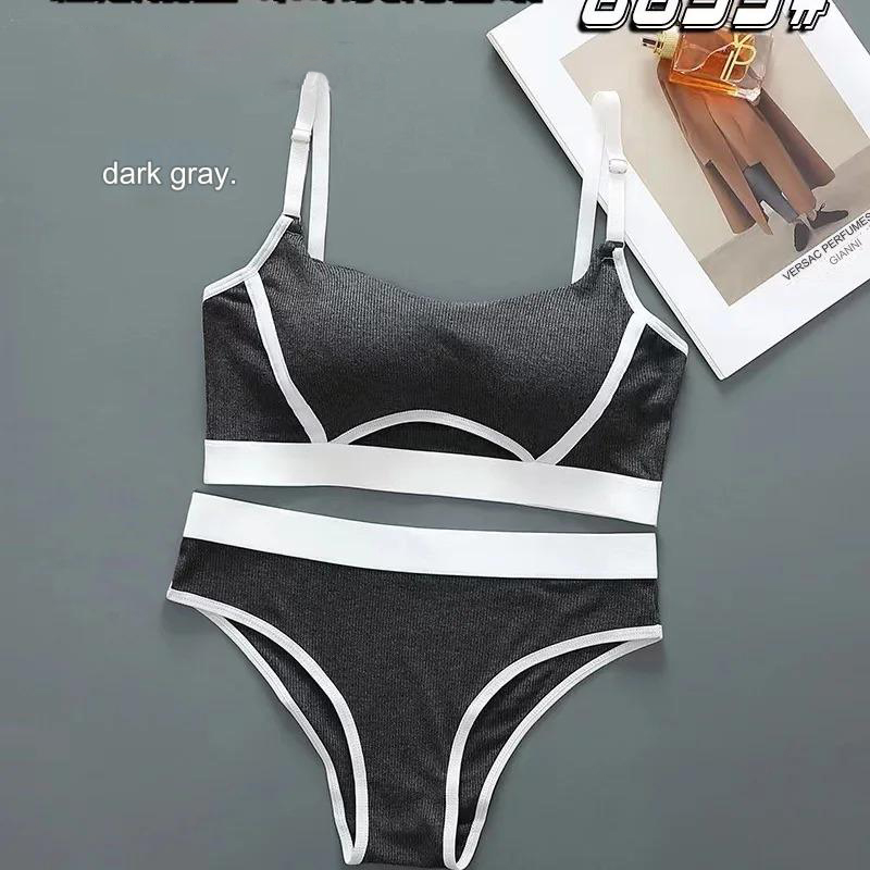 Women’s Seamless Tube Top & Thong Sports Bra Set with Adjustable Buckle & Stylish Design - Image 3