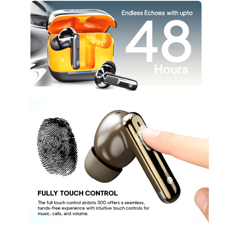 Dany Airdots 300 Pro Wireless Earbuds with Quad Mic ENC, 48H Playtime & Gaming Mode - Image 6