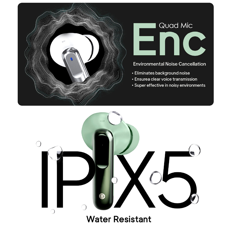 Dany Airdots 300 Pro Wireless Earbuds with Quad Mic ENC, 48H Playtime & Gaming Mode - Image 3