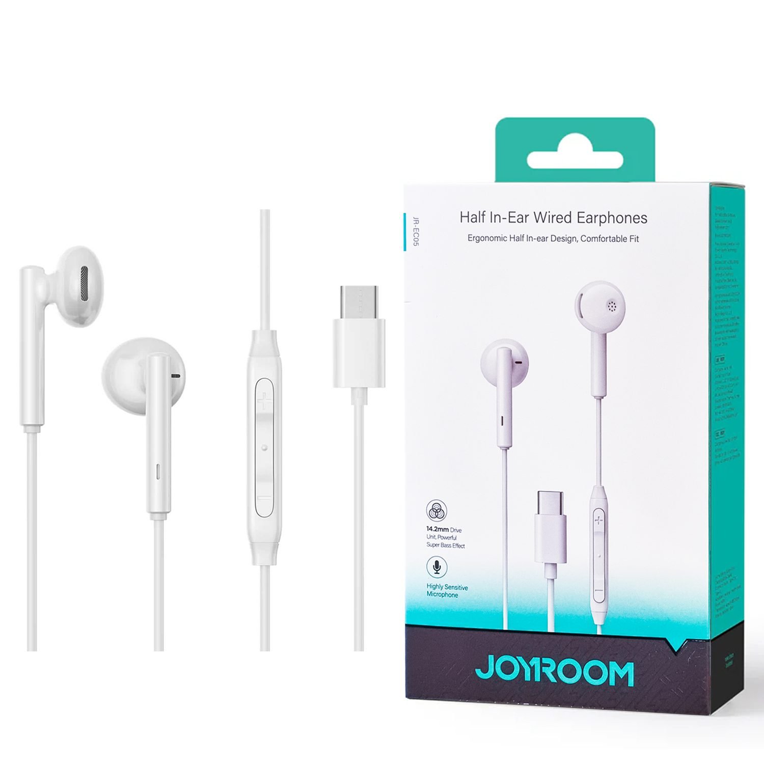 Joyroom JR-EC05 Type-C Series Half-In-Ear Wired Earphones for Exceptional Comfort and Sound