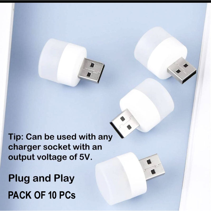 Pack of 10 Mini USB LED Night Lights – Compact Plug-in Lamps for Bedroom, Office, and Travel - Image 5
