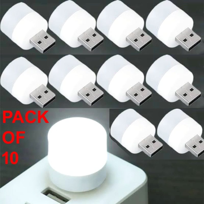 Pack of 10 Mini USB LED Night Lights – Compact Plug-in Lamps for Bedroom, Office, and Travel