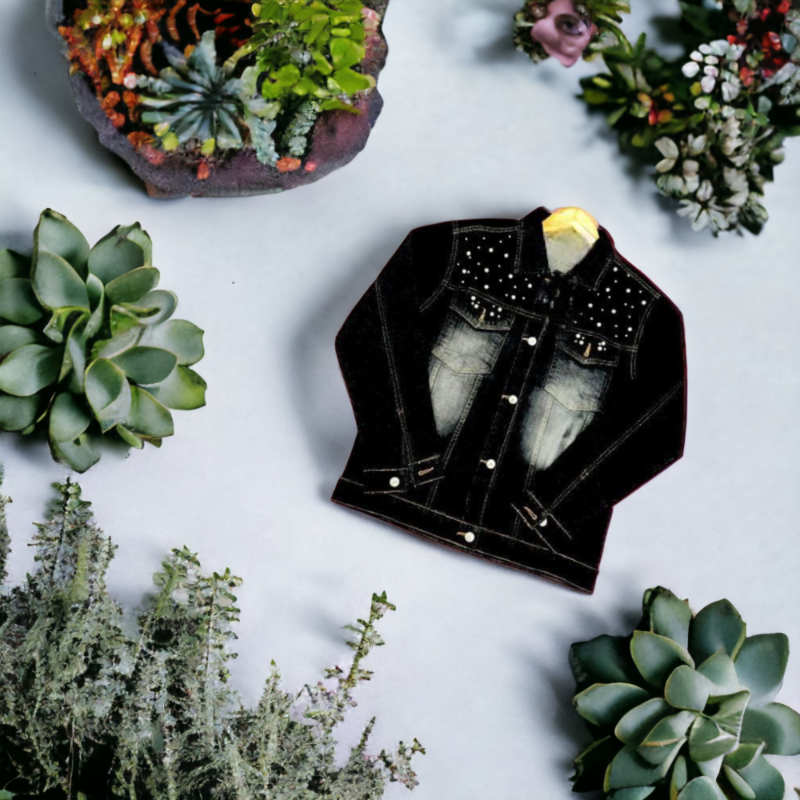 Best-Quality Stylish Pearl-Studded Denim Jacket For Women - Image 5