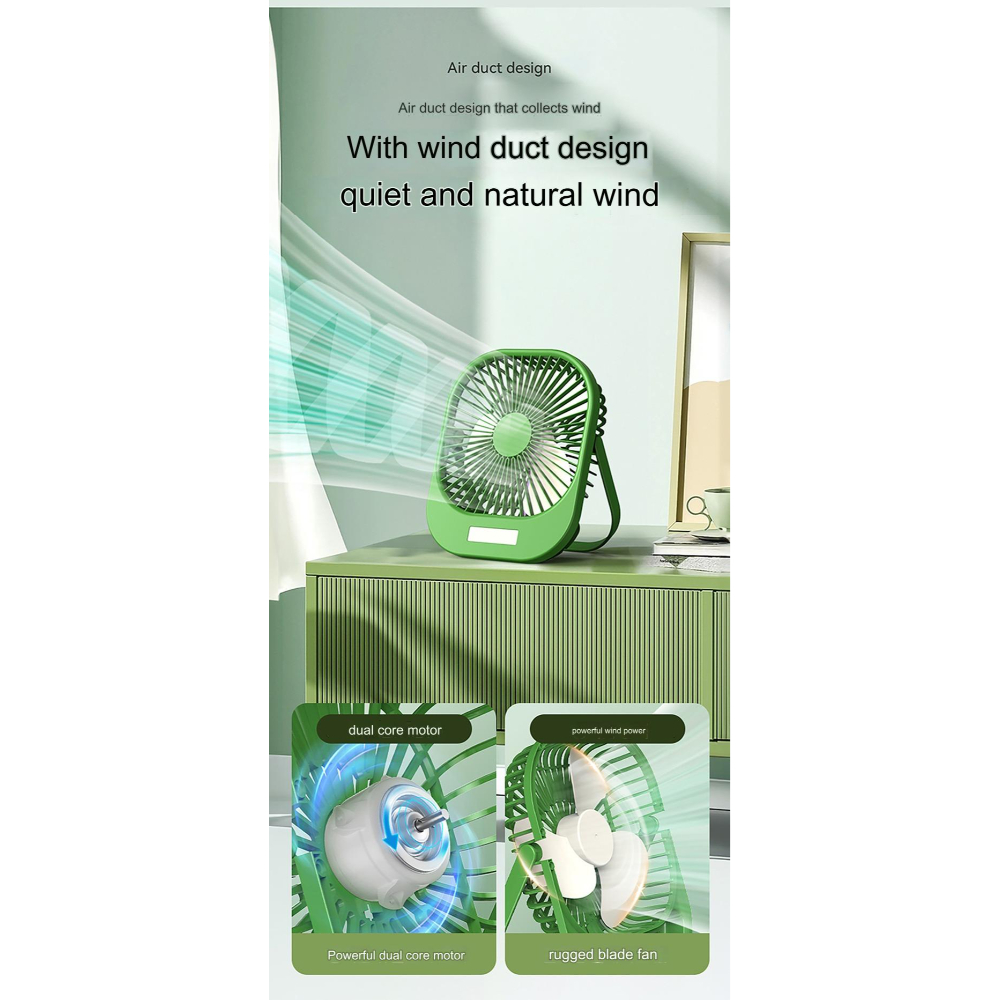 Wireless Portable Mini Brushless Fan with Super Large Wind Power, 3-Speed Setting, and LED Torch Light - Image 9
