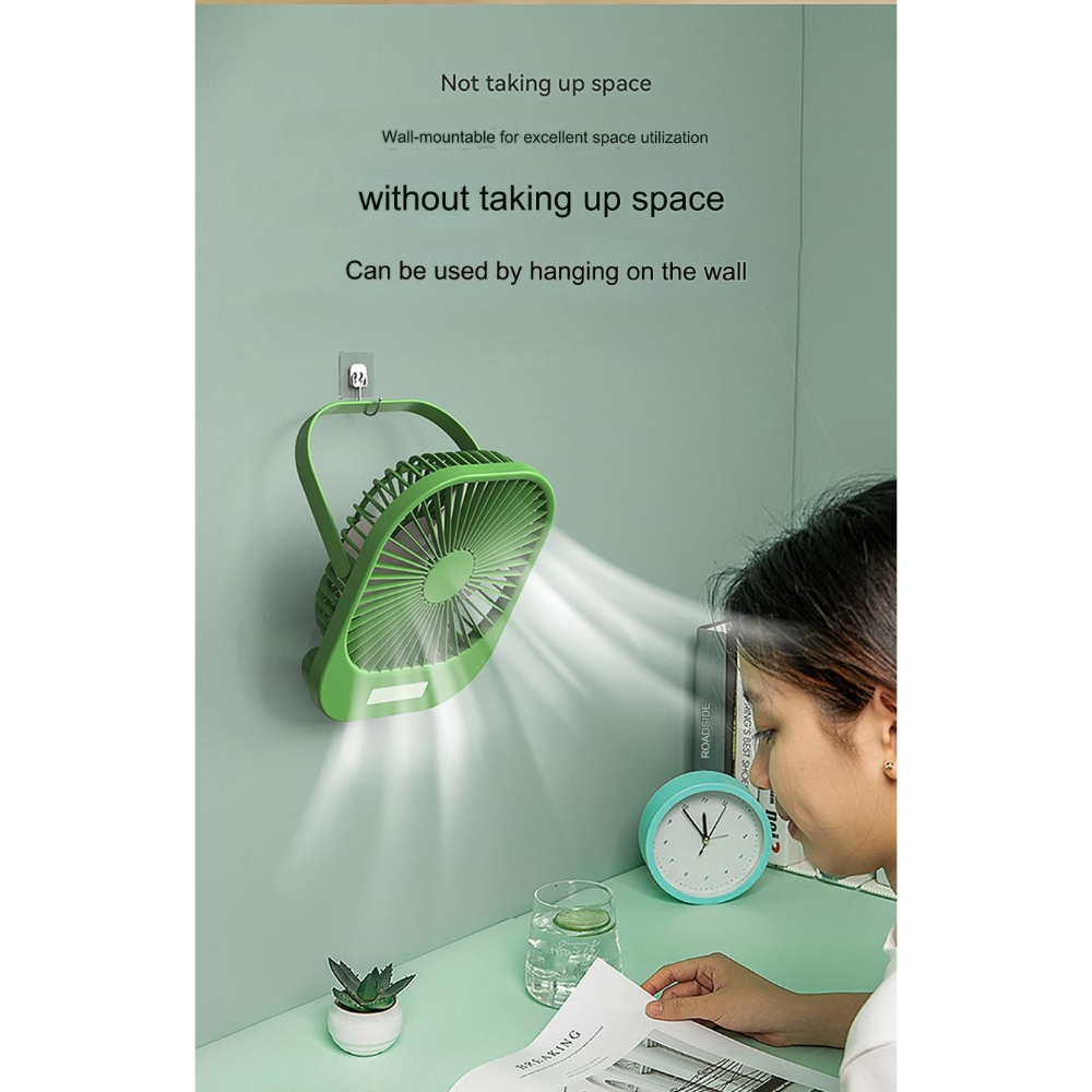 Wireless Portable Mini Brushless Fan with Super Large Wind Power, 3-Speed Setting, and LED Torch Light - Image 7