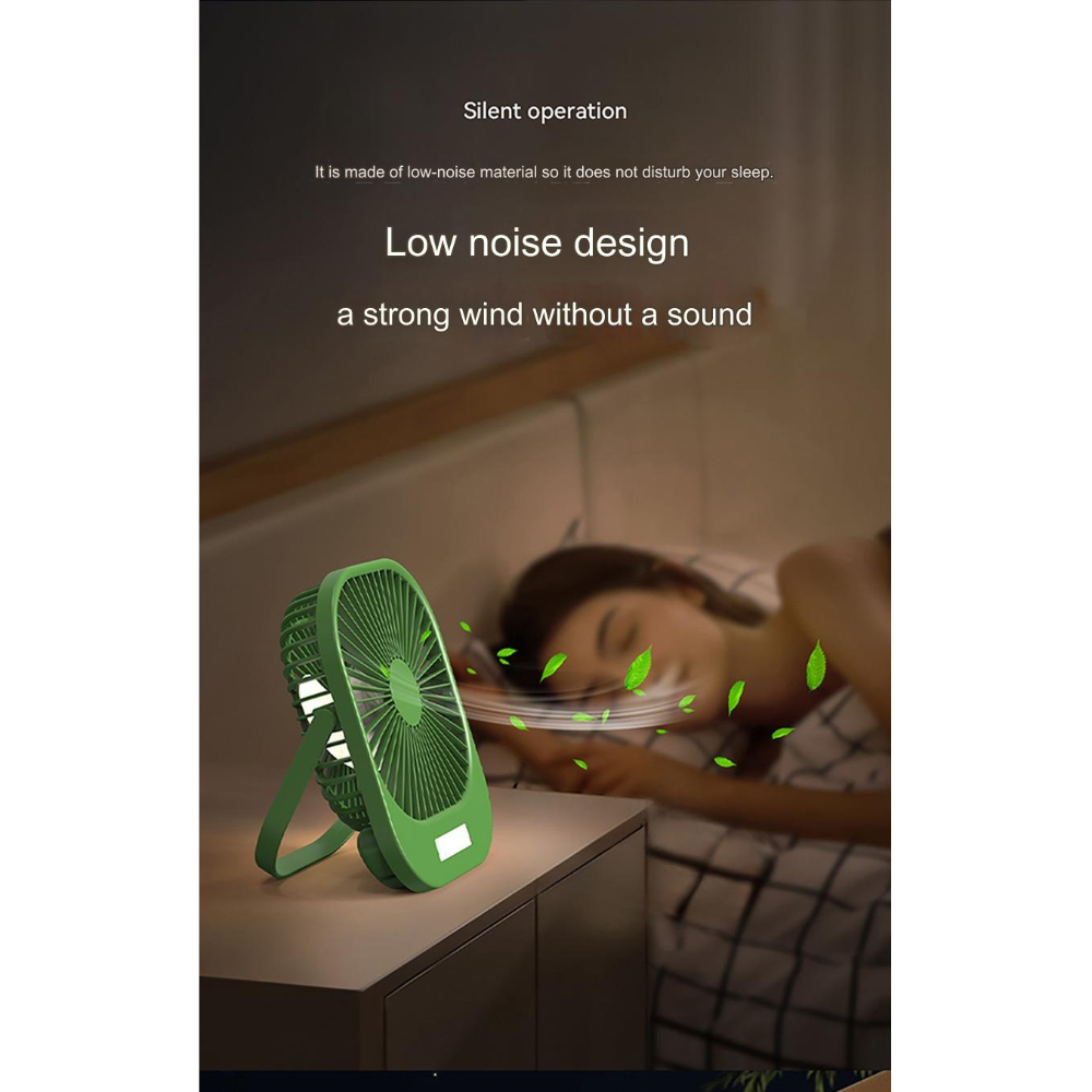 Wireless Portable Mini Brushless Fan with Super Large Wind Power, 3-Speed Setting, and LED Torch Light - Image 4