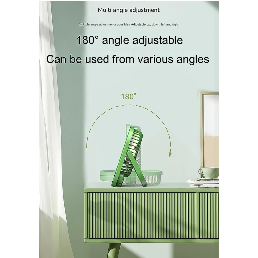 Wireless Portable Mini Brushless Fan with Super Large Wind Power, 3-Speed Setting, and LED Torch Light - Image 3