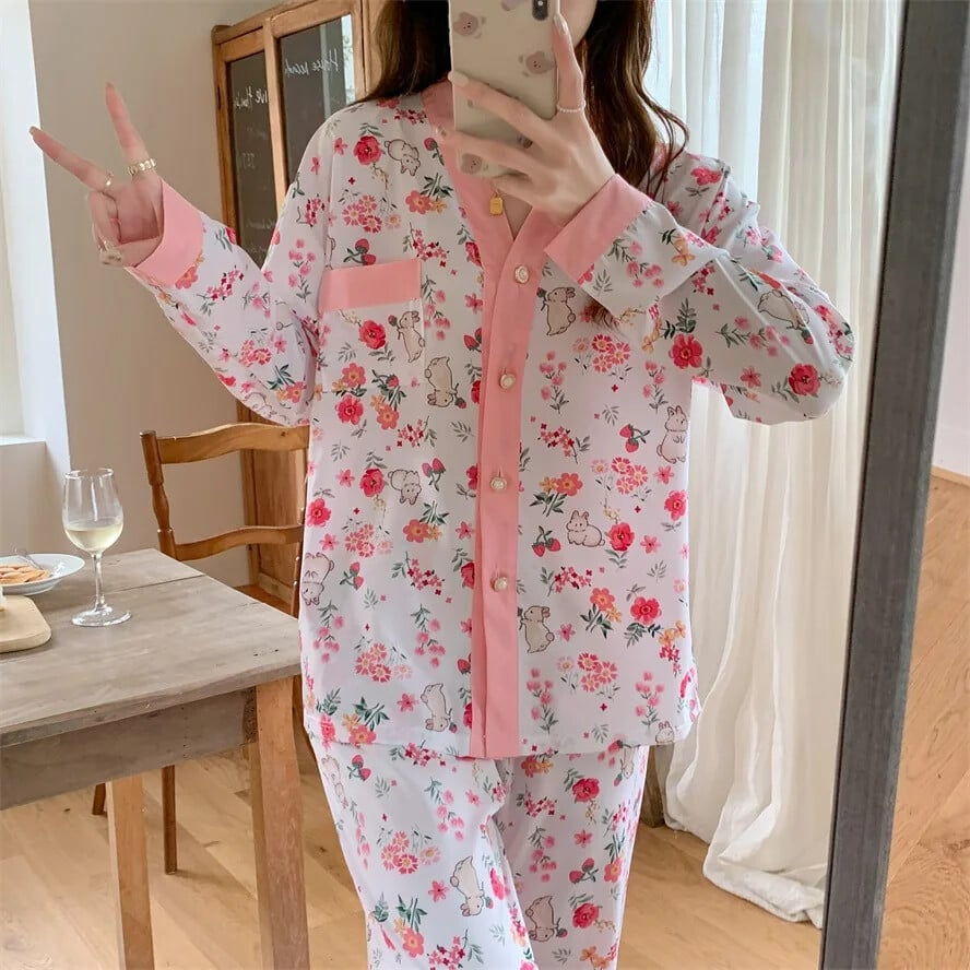 Elegant V-Neck Cardigan Night Suit – Stylish, Breathable, and Comfortable Loungewear for All Seasons - Image 15