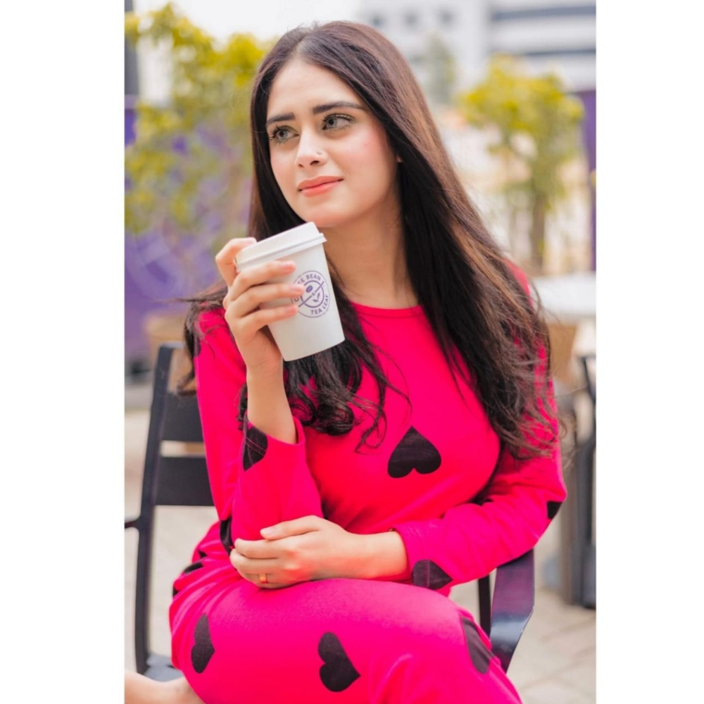 Comfortable Whimsical Hearts Printed Enchanting Night Suit Loungewear For Ladies - Image 8