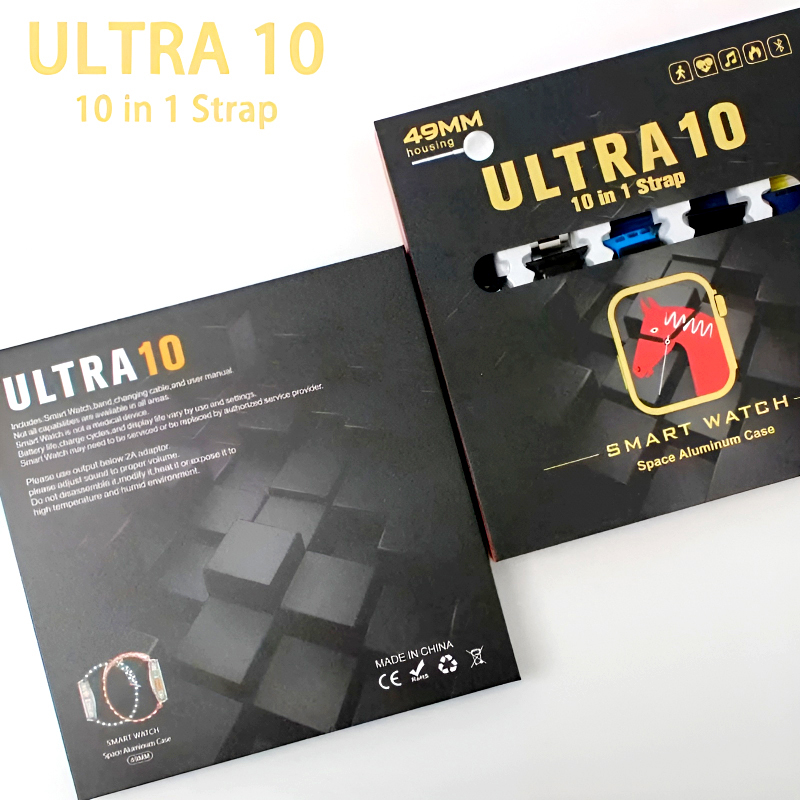 Ultra10 49mm Bluetooth Calling Smart Watch Sleek Design with 10 Interchangeable Straps