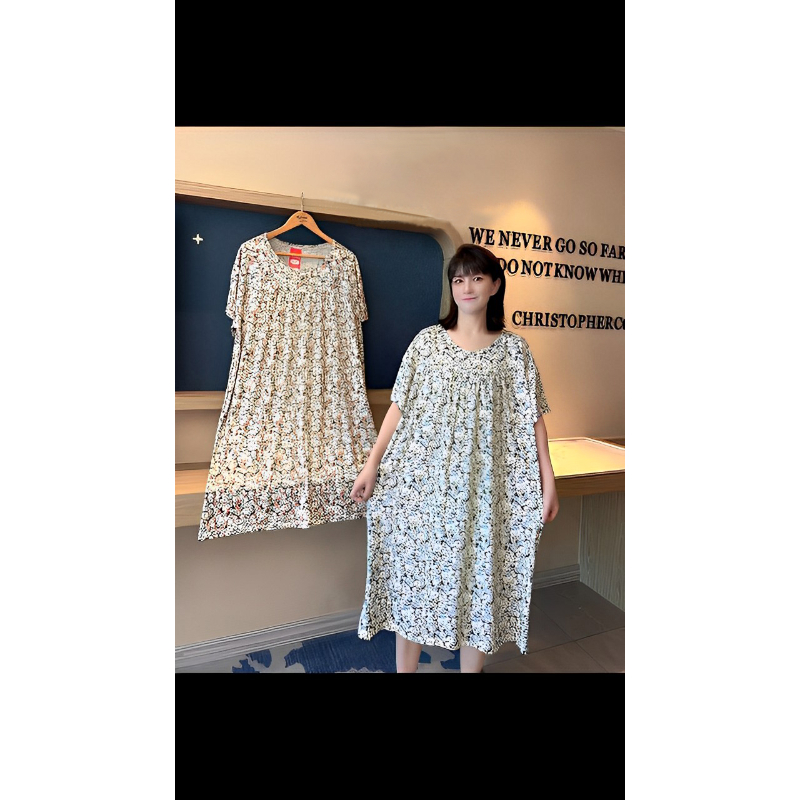 Summer Fashion Long Dress Short Sleeve Printed A Line Loose Top - Image 2