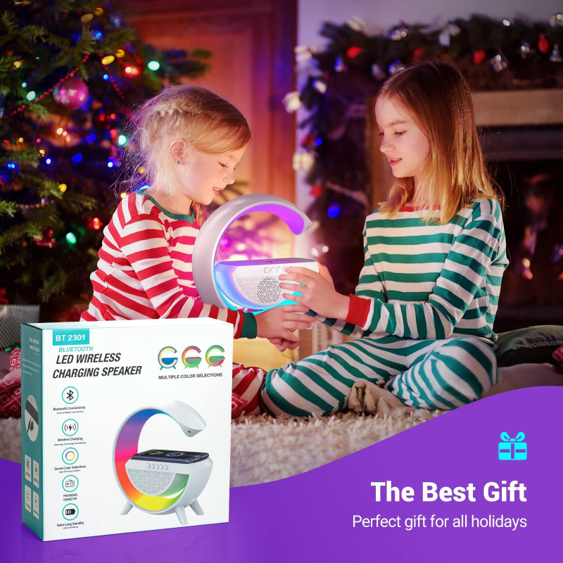 BT-2301 Wireless Phone Charger Bluetooth Speaker With RGB Lighting, FM Radio - Image 5