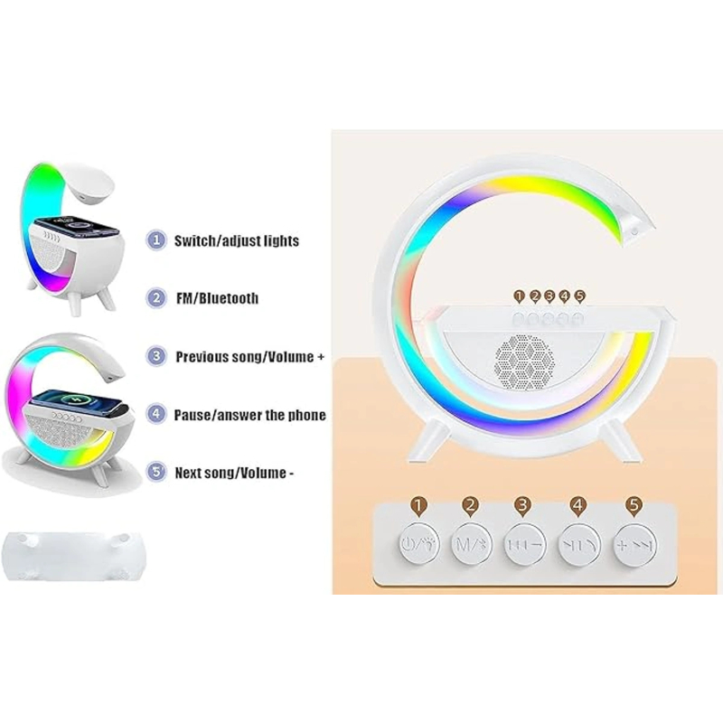 BT-2301 Wireless Phone Charger Bluetooth Speaker With RGB Lighting, FM Radio - Image 13