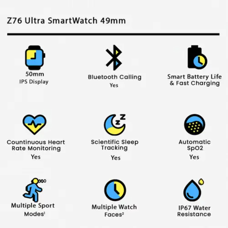 Z76 Ultra Gold Edition Stylish Smartwatch with Large Display, Health & Fitness Tracking, & Long Battery - Image 3