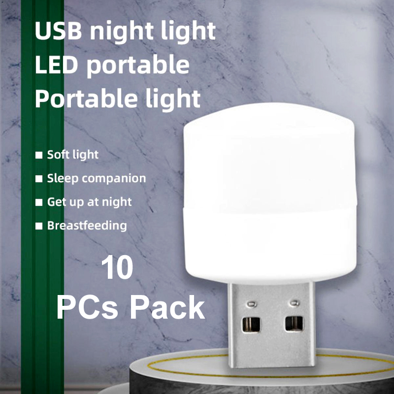 Pack of 10 Mini USB LED Night Lights – Compact Plug-in Lamps for Bedroom, Office, and Travel - Image 7