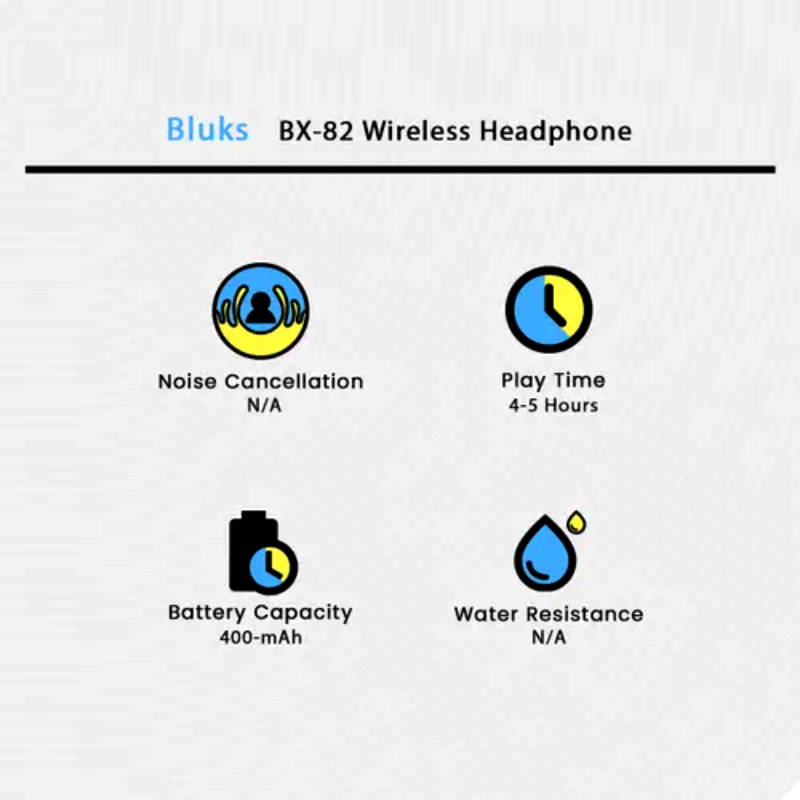 BLUK’S BX-82 Wireless Headphones–Extreme Sound Quality, Stylish Design & Endless Entertainment - Image 8
