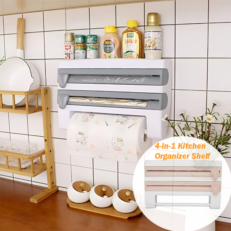 4-in-1 Multi-Purpose Wall-Mounted Kitchen Organizer Shelf with Foil Dispenser - Image 15