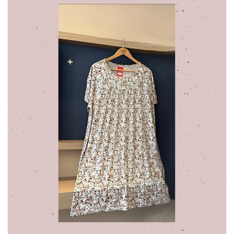 Summer Fashion Long Dress Short Sleeve Printed A Line Loose Top - Image 7