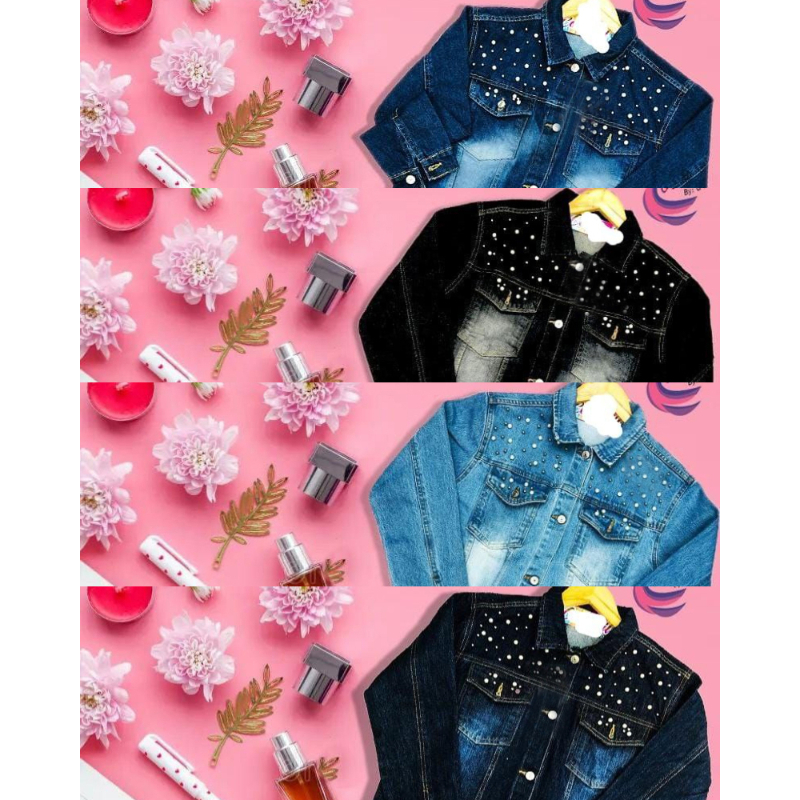 Best-Quality Stylish Pearl-Studded Denim Jacket For Women - Image 9
