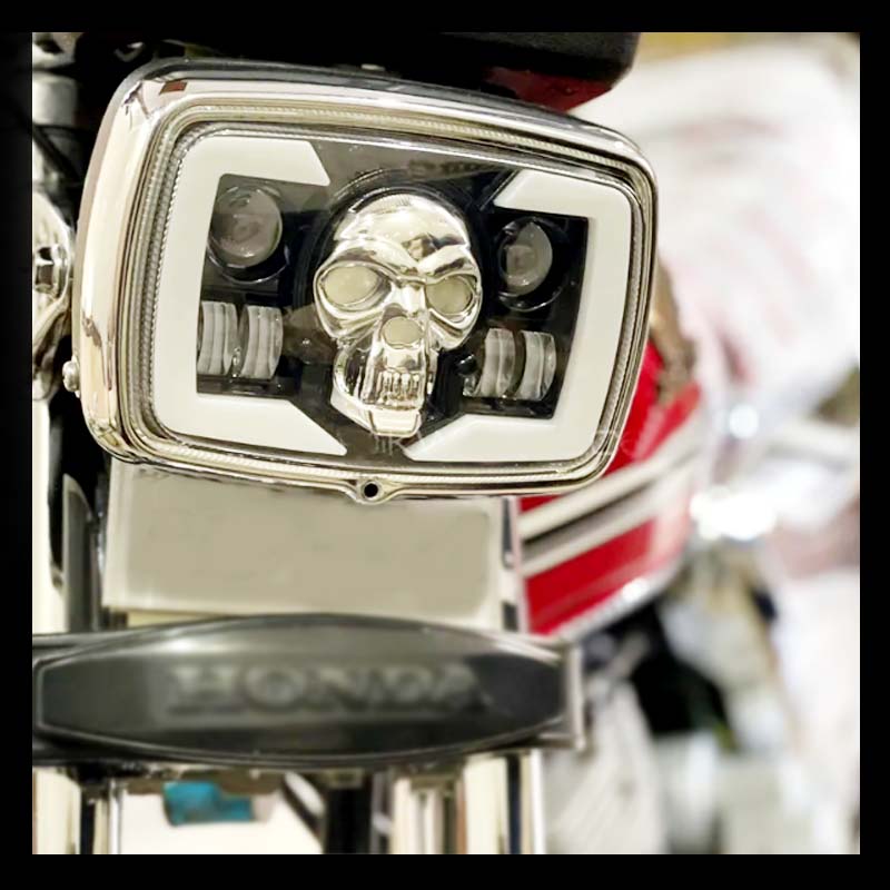 Skull Style LED Projector Headlight with DRL & Indicators – Perfect Fit for Honda CD70 / CG125 - Image 11