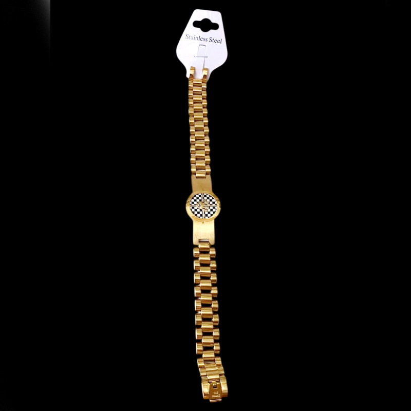 Premium Stainless Steel Checkerboard Bracelet – Unisex Fashion Wristband for Men & Women - Image 4