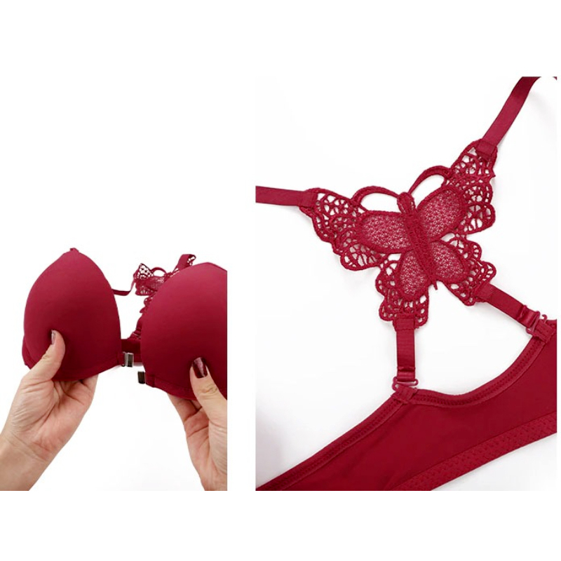 Elegant Butterfly Back Front-Closure Push-Up Bra & Panty Set for Women – Comfortable Everyday Lingerie - Image 15