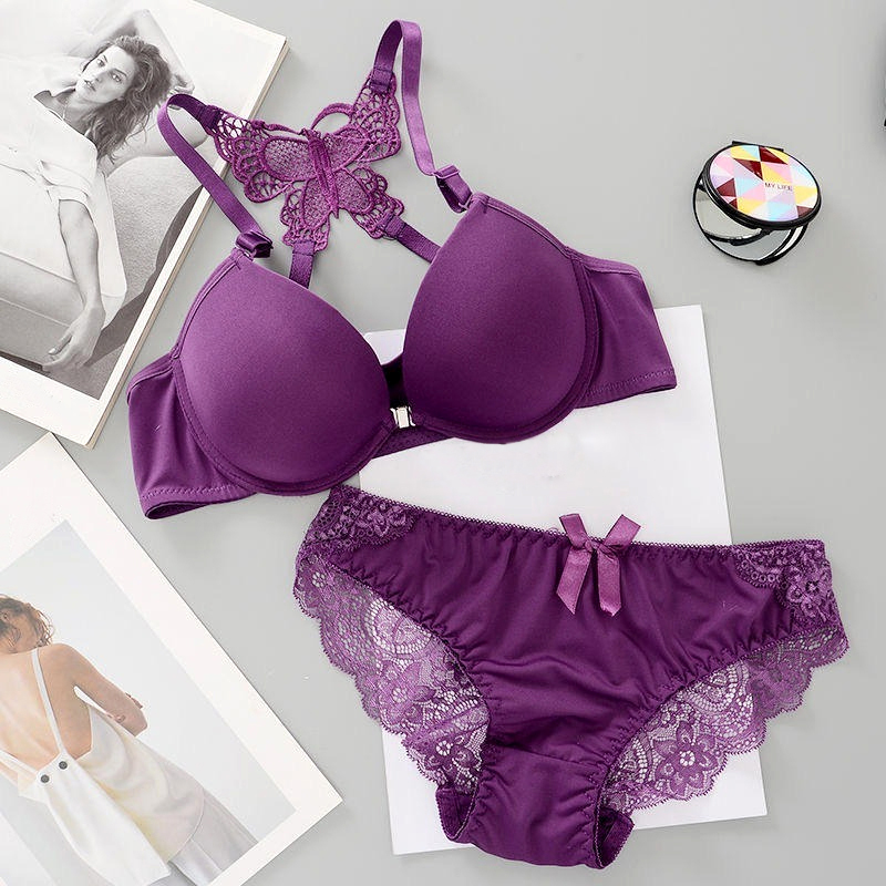Elegant Butterfly Back Front-Closure Push-Up Bra & Panty Set for Women – Comfortable Everyday Lingerie - Image 10