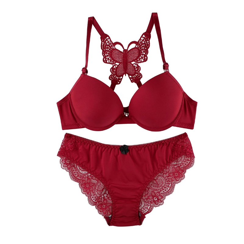 Elegant Butterfly Back Front-Closure Push-Up Bra & Panty Set for Women – Comfortable Everyday Lingerie - Image 6