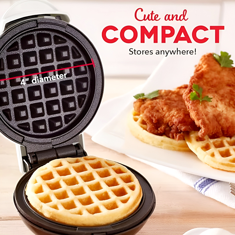 Compact 4-Inch Non-Stick 350-Watt Electric Mini Waffle Maker Machine - Image 4