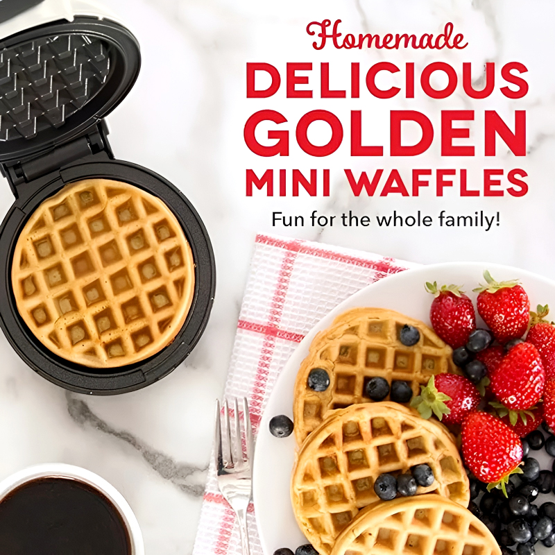 Compact 4-Inch Non-Stick 350-Watt Electric Mini Waffle Maker Machine - Image 6