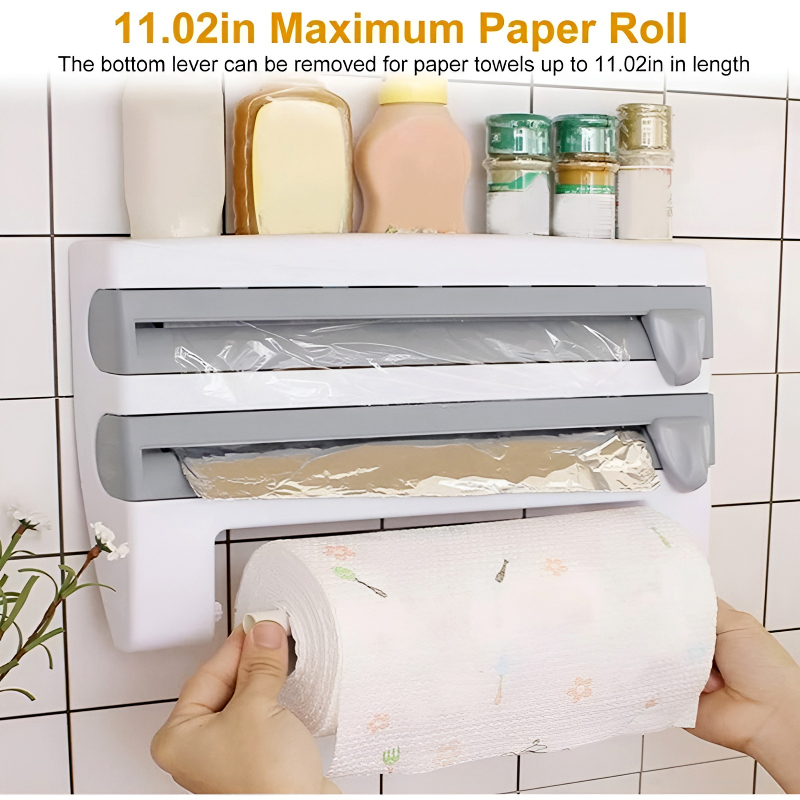 4-in-1 Multi-Purpose Wall-Mounted Kitchen Organizer Shelf with Foil Dispenser - Image 28