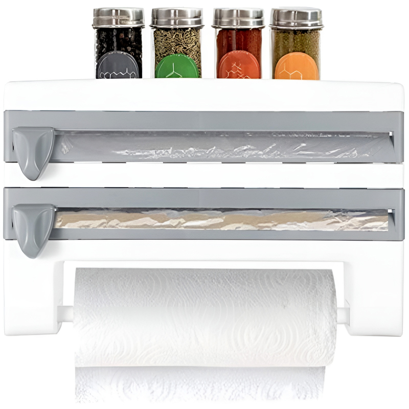 4-in-1 Multi-Purpose Wall-Mounted Kitchen Organizer Shelf with Foil Dispenser - Image 27