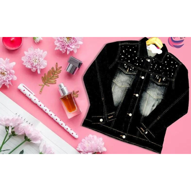 Best-Quality Stylish Pearl-Studded Denim Jacket For Women - Image 7