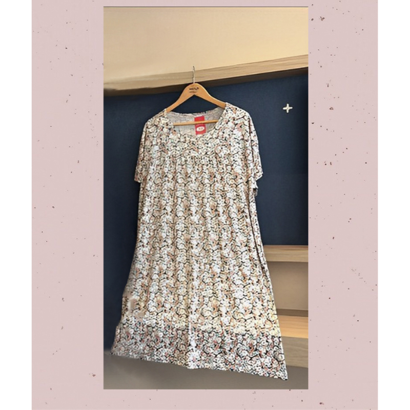 Summer Fashion Long Dress Short Sleeve Printed A Line Loose Top - Image 5