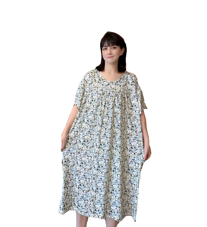 Summer Fashion Long Dress Short Sleeve Printed A Line Loose Top - Image 3