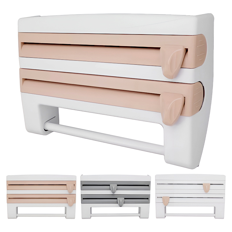 4-in-1 Multi-Purpose Wall-Mounted Kitchen Organizer Shelf with Foil Dispenser - Image 22