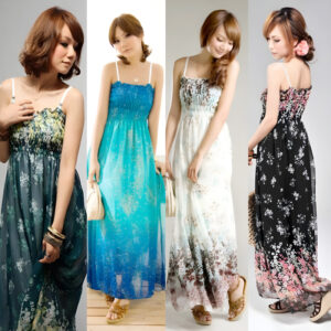Women’s Exotic Long Chiffon Floral Summer Elegant Loose Dress