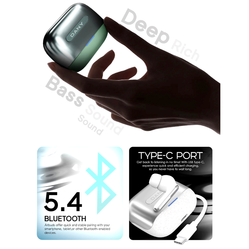 Dany Airdots 300 Pro Wireless Earbuds with Quad Mic ENC, 48H Playtime & Gaming Mode - Image 2