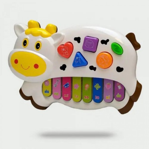 Fun And Educational Cow-Shaped Music Piano Toy with Lights and Sounds - Image 3