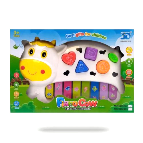 Fun And Educational Cow-Shaped Music Piano Toy with Lights and Sounds - Image 2