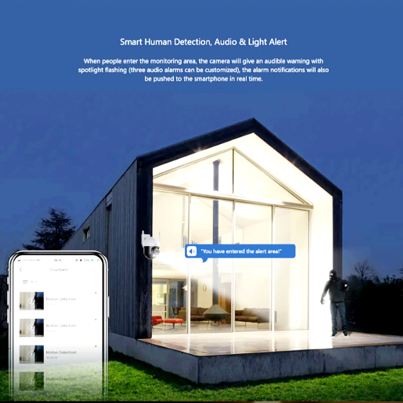 Tenda CH3-WCA 1080P Outdoor Wi-Fi Pan/Tilt Camera with Full-Color Night Vision, Alexa Support, and Smart Alerts - Image 8