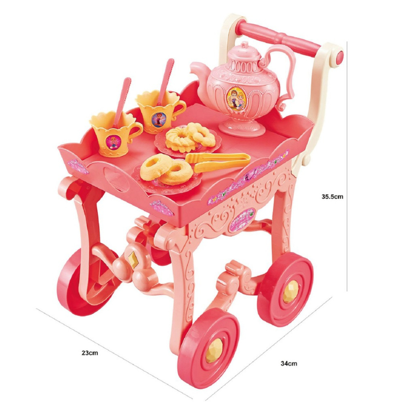 33Pcs Vibrant and Exciting Kitchen Tableware Toy Cart With Food Items And Utensils For Educational Play - Image 2