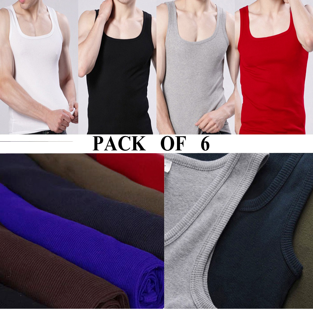 100% Ribbed Cotton Pack Of Six Men Women’s Export Standard Athletic High Quality Vests